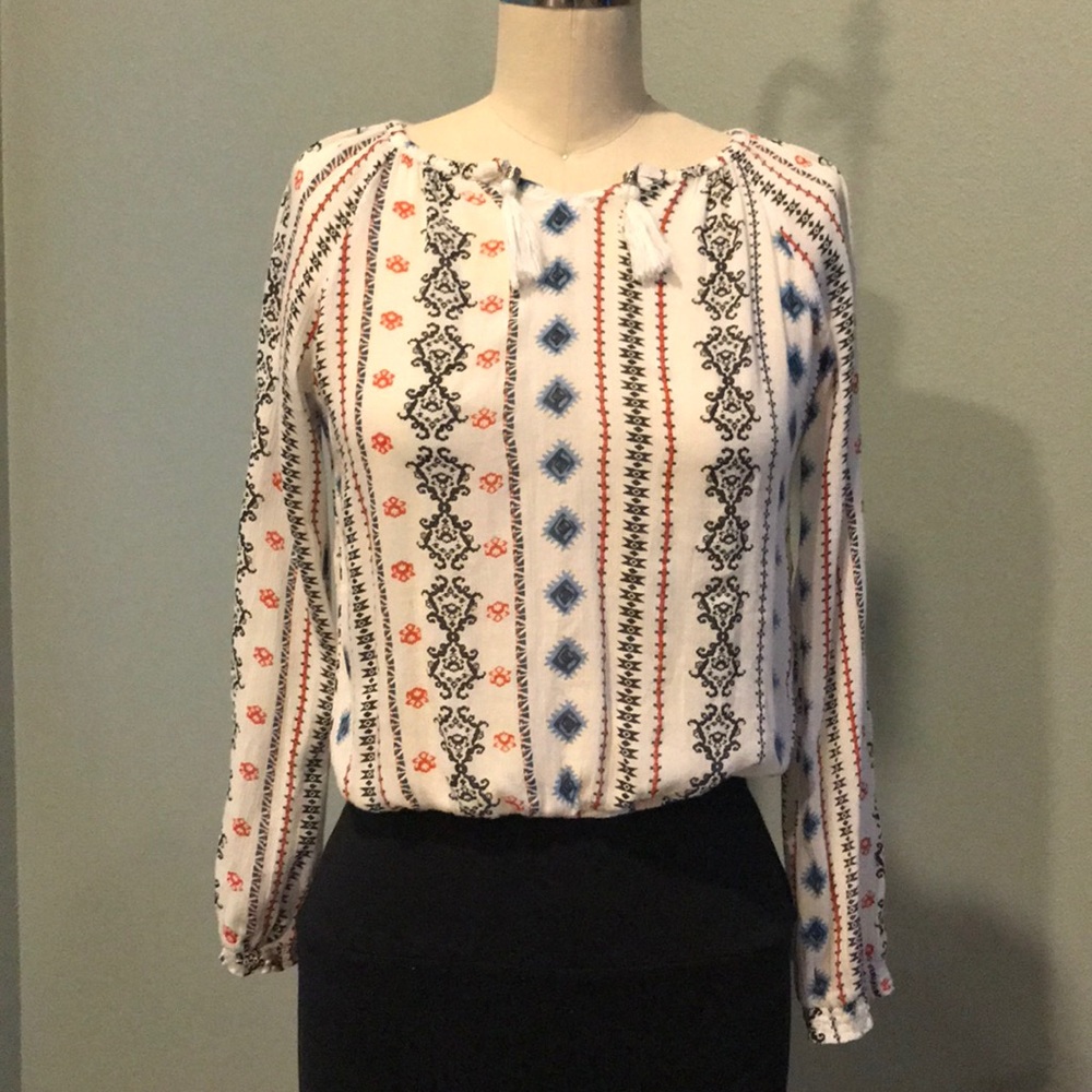 Printed peasant blouse